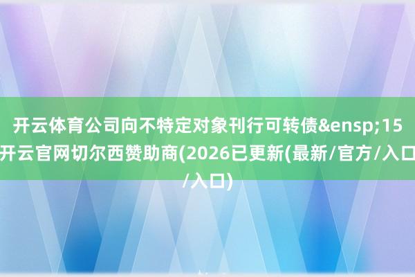 开云体育公司向不特定对象刊行可转债&ensp;15-开云官网切尔西赞助商(2026已更新(最新/官方/入口)